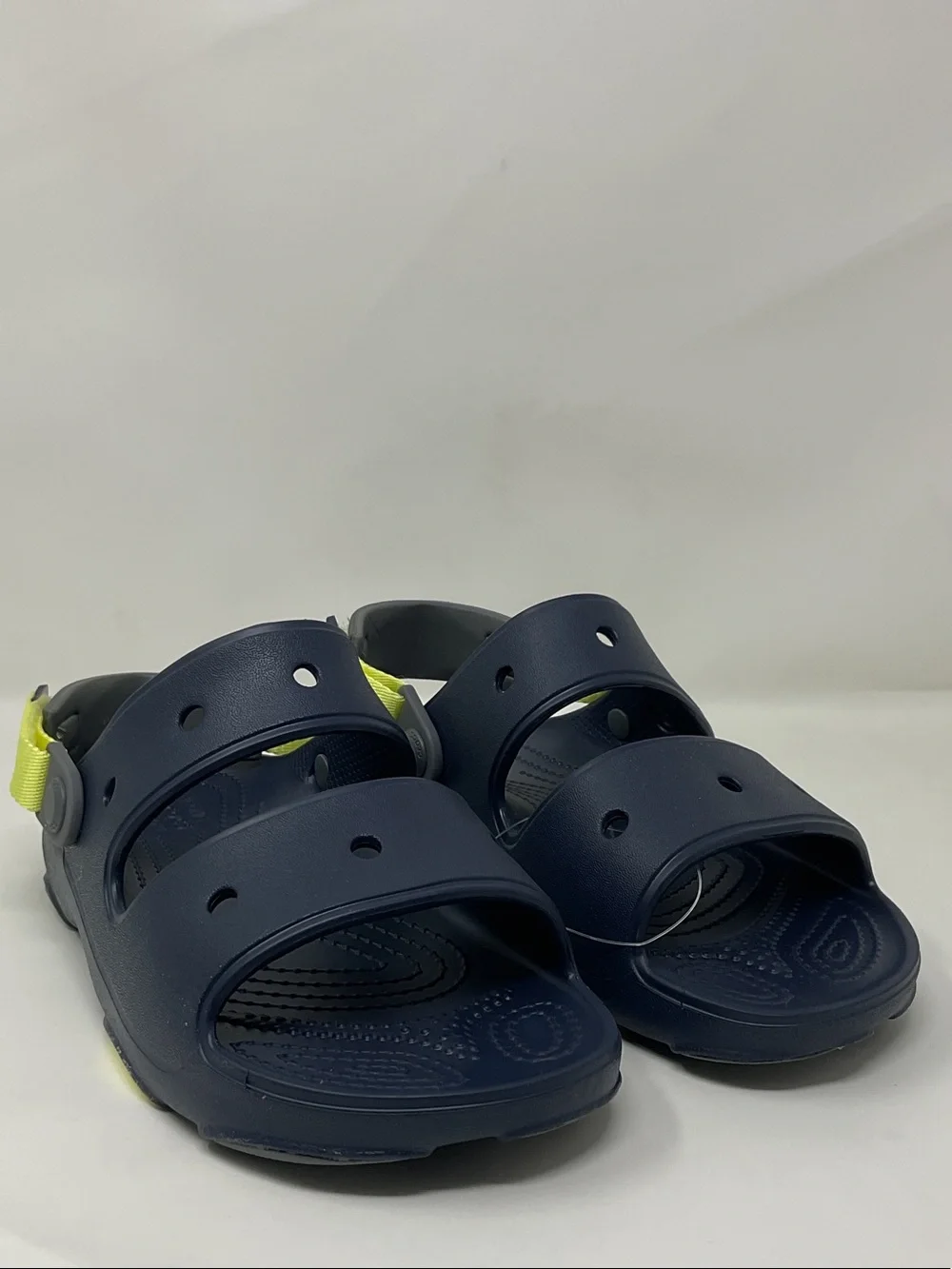 CROCS Kids Navy Blue Sandal with Yellow Heel Strap Size 5